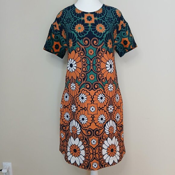 Anthropologie Maeve Floral 70's Inspired Shift Mini Dress Size Small - Picture 1 of 10